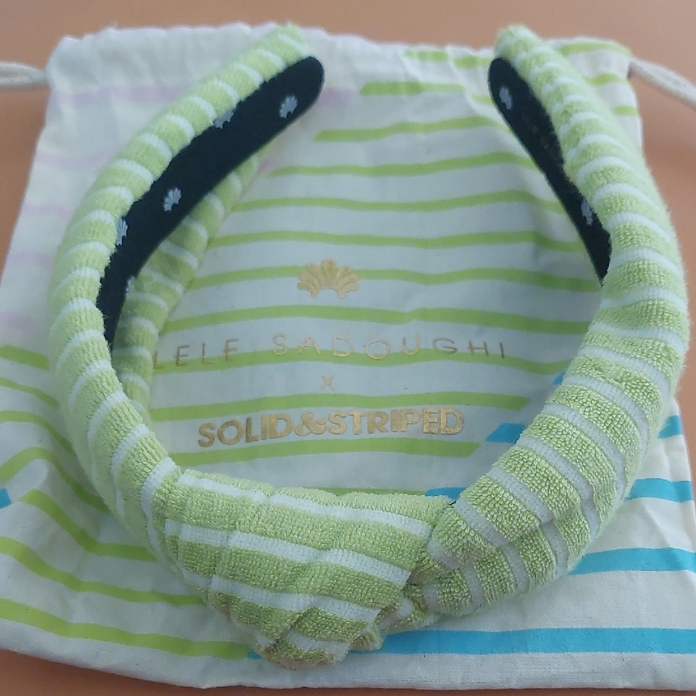 Lele Sadoughi X Solid & Striped Green Terry Headband And Dust Cover